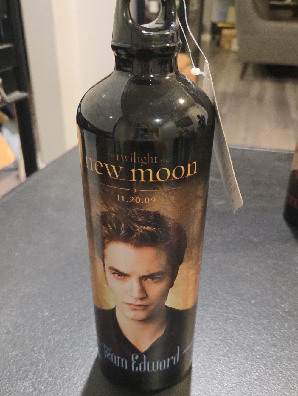 Team Edward Black Aluminum Water Bottle